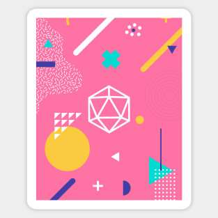 Polyhedral Dice Set Memphis Design Pink Tabletop RPG Sticker